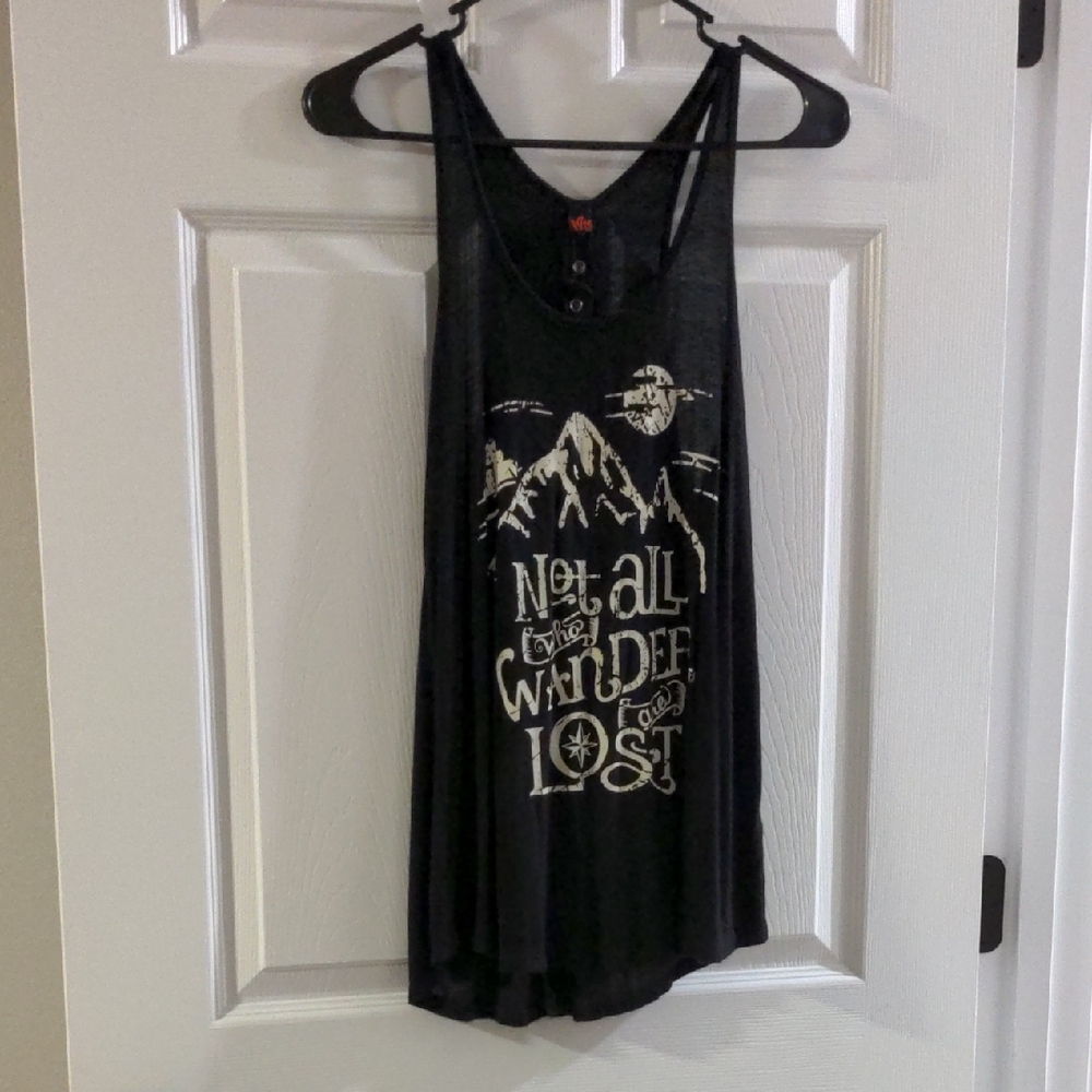 Black Graphic Tank Top "Not All Who Wander Are Lost" LOTR